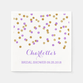 Gold Lila Confetti Brautparty Serviette