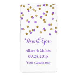 Gold Lila Confetti Wedding Labels