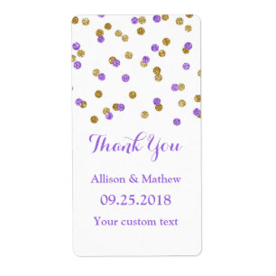 Gold Lila Confetti Wedding Labels