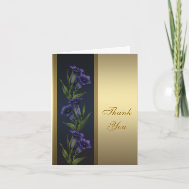 Gold Lila Crystal Violets Gold Dankeschön Karte (Vorderseite)