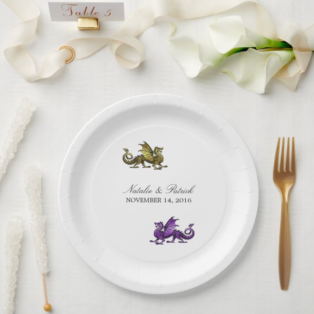 Gold Lila Dragon Wedding Paper Teller (Hochzeit)