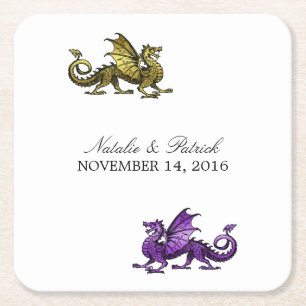 Gold Lila Dragon Wedding Paper Untersetzer