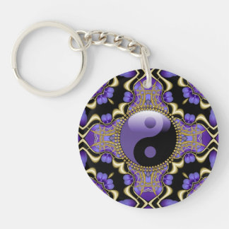 Gold Lila Energie YinYang Schlüsselkette Schlüsselanhänger