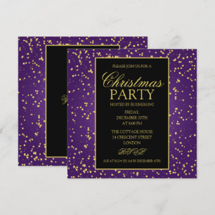 Gold Lila Foil Glitzer Dots Weihnachtsfest Party Einladung