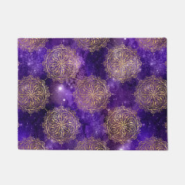 Gold & Lila Galaxy Dharma Mandala Muster Fußmatte
