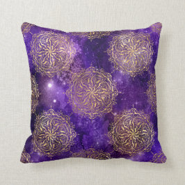 Gold & Lila Galaxy Dharma Mandala Muster Kissen