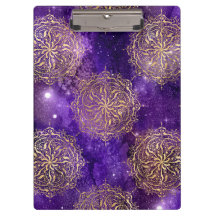 Gold & Lila Galaxy Dharma Mandala Muster