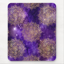 Gold & Lila Galaxy Dharma Mandala Muster