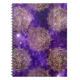 Gold & Lila Galaxy Dharma Mandala Muster Notizblock