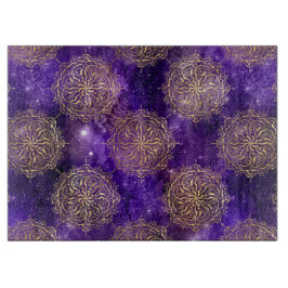 Gold & Lila Galaxy Dharma Mandala Muster Schneidebrett