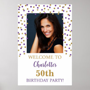 Gold Lila Geburtstagspartei Custom 20x30 Foto Poster