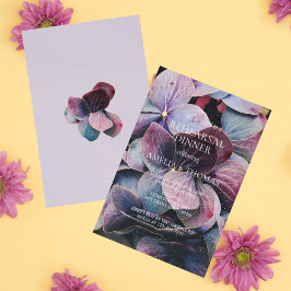 Gold Lila Hydrangeas Hochzeitsessen Probe Einladung