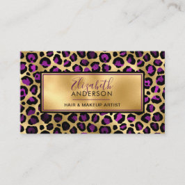 Gold Lila Leopard Print Fashion Modern Visitenkarte