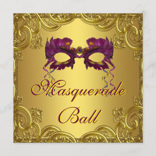 Gold Lila Maske Lila Masquera Ball Party Einladung