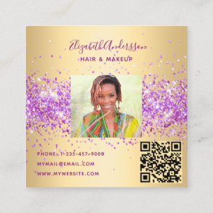Gold lila rosa Profil Foto qr Quadratische Visitenkarte