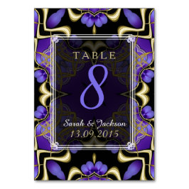 Gold Lila Satin Magic Wedding Tischnummer Card