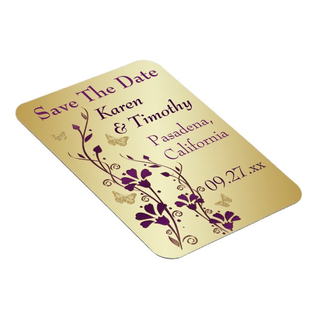 Gold, Lila Schmetterlingsflora rettet das Dattelma Magnet (Rechte Seite)