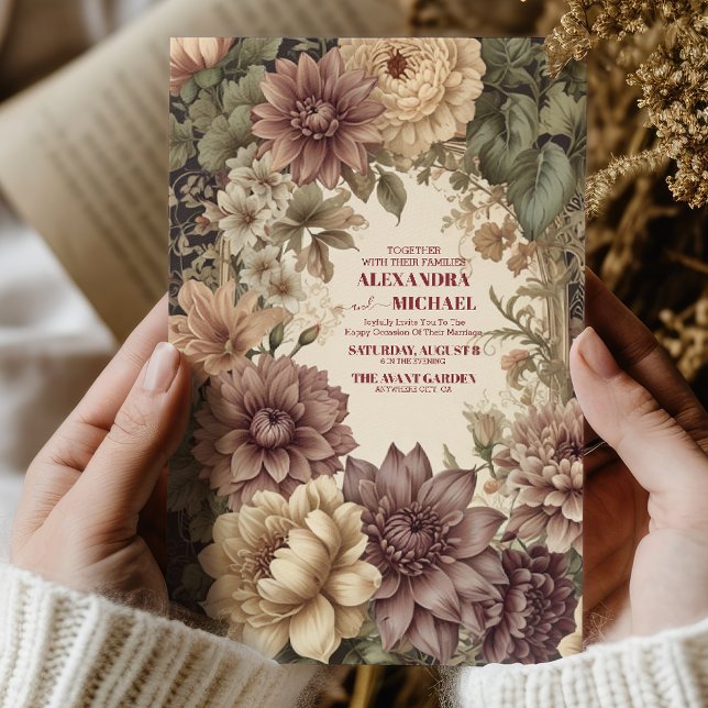 Gold Lila Vintage Wedding William Morris Einladung (Von Creator hochgeladen)