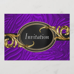 Gold Lila Zebra Jeder Anlass Party Einladung