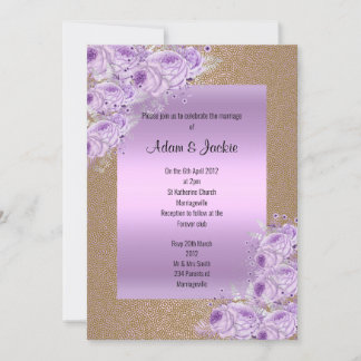 Gold Lilac Lila Elegante Hochzeitsstimmung Verlobu Einladung