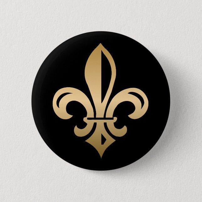 Gold-Lilie auf schwarz Button (Vorderseite)