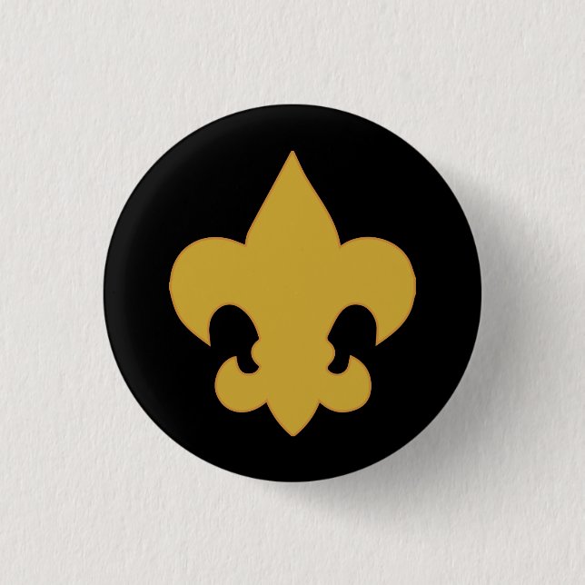 Gold-Lilie auf schwarz Button (Vorderseite)