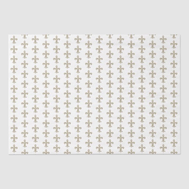 Gold Lilie French Heraldic Pattern Vintag Seidenpapier (Vorderseite)
