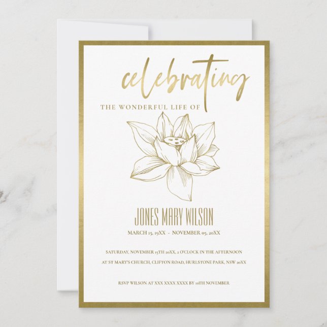 GOLD LILY CÉLÉBRE LA VIE MÉMOIRE INVITATION DE SER (Devant)