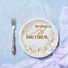 Gold Lily Theme Adult Party Pappteller