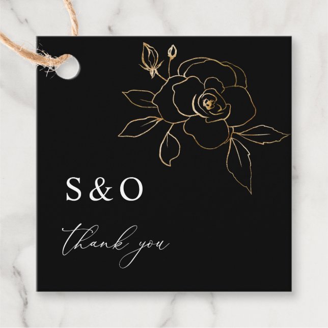 Gold-Linde-Blüte - Schwarz Geschenkanhänger (Vorderseite)