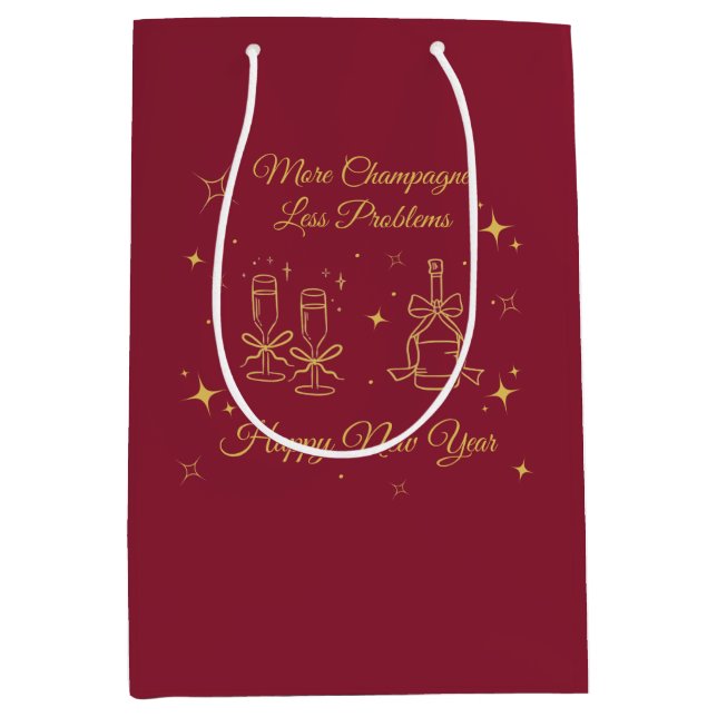 Gold Line Art New Year Design Mittlere Geschenktüte (Vorderseite)
