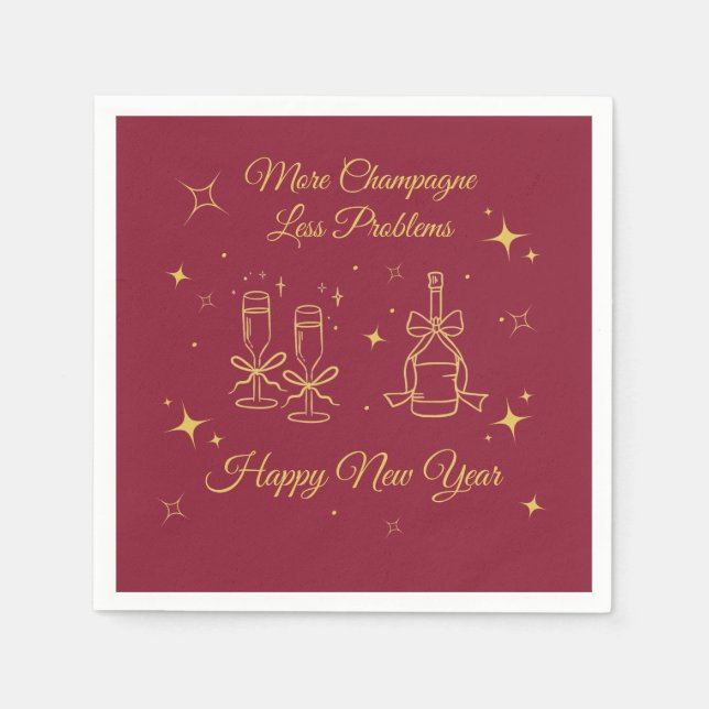 Gold Line Art New Year Design Serviette (Vorderseite)