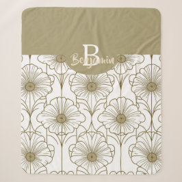 Gold Line Blumenmuster Sherpa Blanket Sherpadecke