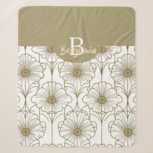 Gold Line Blumenmuster Sherpa Blanket Sherpadecke (Vorderseite)