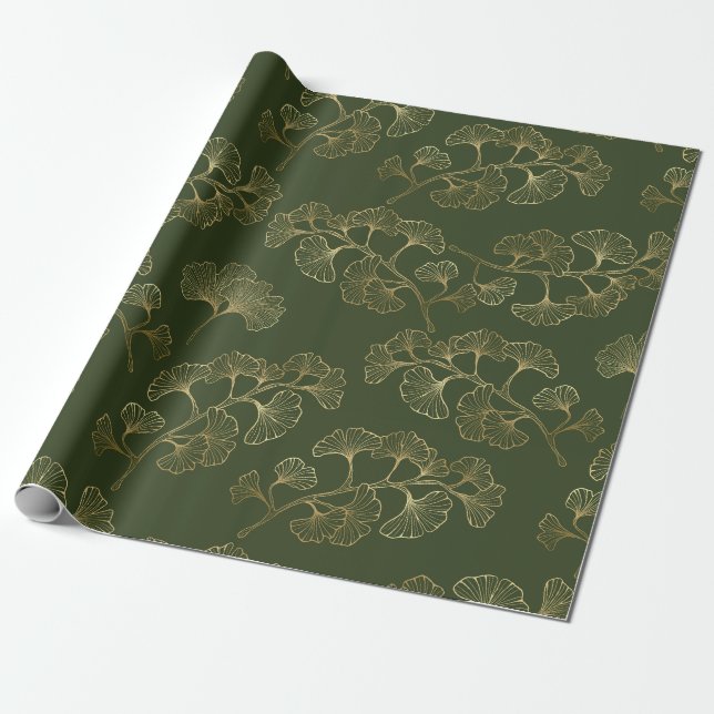 Gold Line Botanisches Muster Geschenkpapier (Ungerollt)