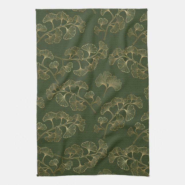 Gold Line Botanisches Muster Geschirrtuch (Vertikal)