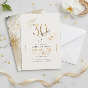 Gold Line Floral 30 Jahre Jubiläum ID169 Einladung