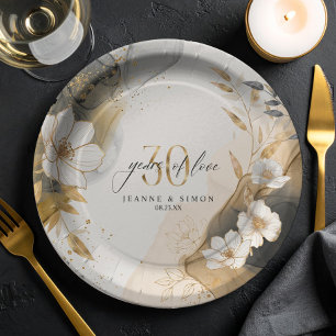 Gold Line Floral 30. Jubiläums-ID1169 Pappteller