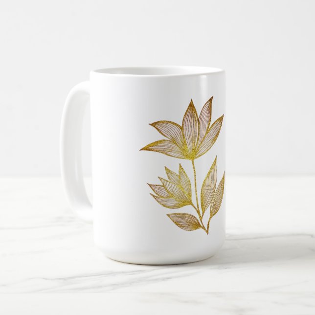 Gold Line Floral Coffee Mug Kaffeetasse (Vorderseite Links)