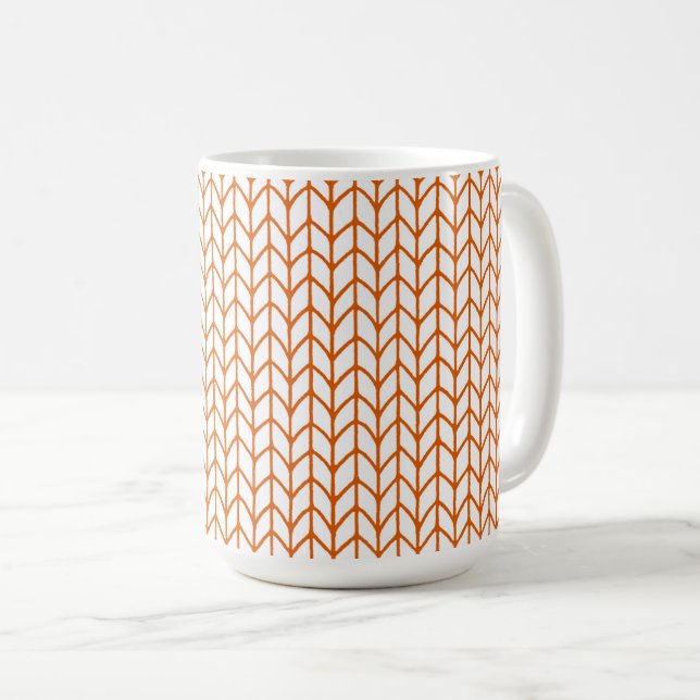 GOLD LINE STRICK Große weiße Tasse (VorderseiteRechts)