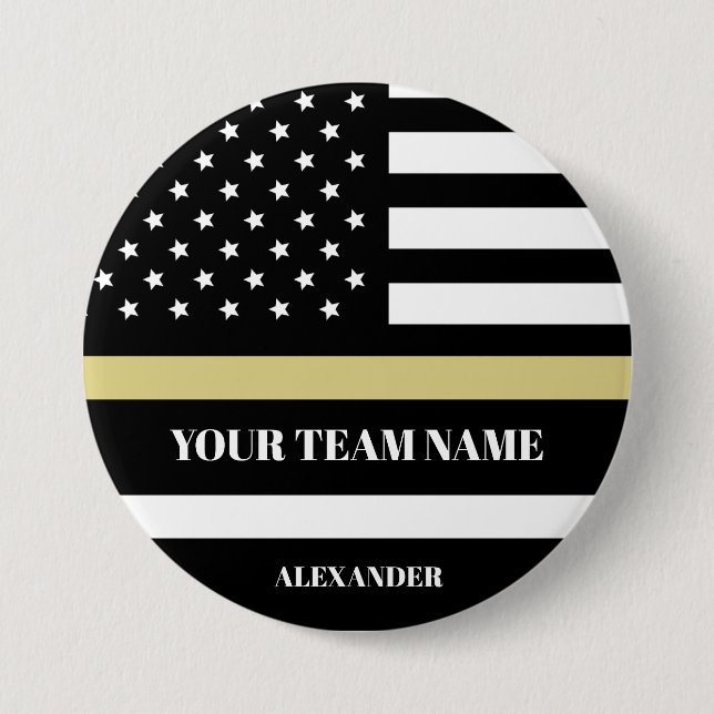 Gold Line U.S Flag mit benutzerdefiniertem Team &  Button (Vorderseite)