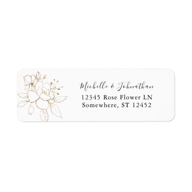 Gold Lined Floral Return Address Label (Vorne)