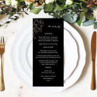 Gold Lined Floral Tall Menu - Schwarz