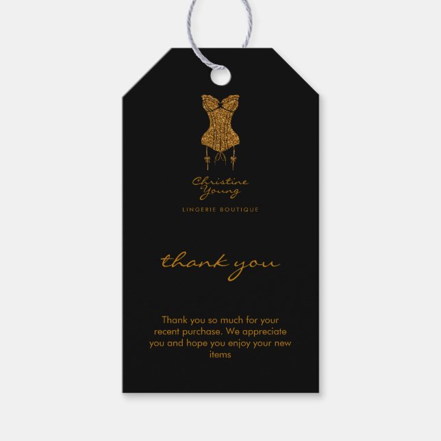Gold Lingerie Kundenwerbung Vielen Dank Geschenkanhänger (Vorderseite)