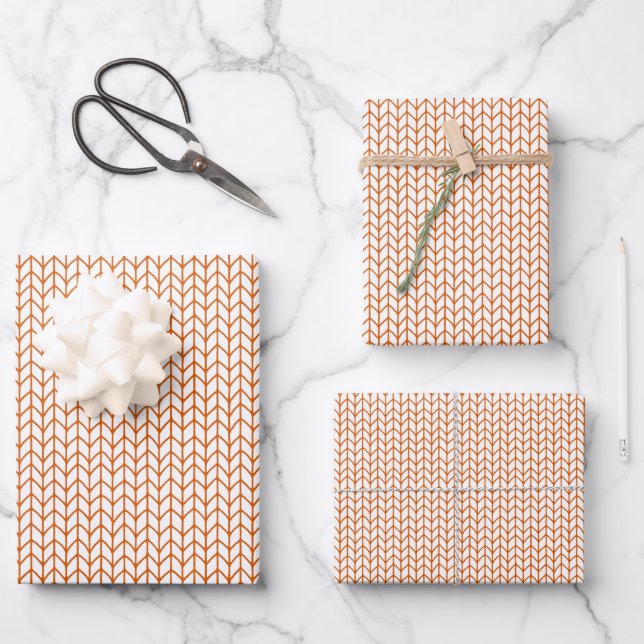 GOLD LINIE STRICK Flachfolienpapier Geschenkpapier Set (Vorderseite)