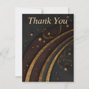 Gold Linien Punkte auf schwarzem Papier Danke Kart Postkarte