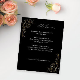 Gold-Linierte Blumendetails auf schwarz Flyer