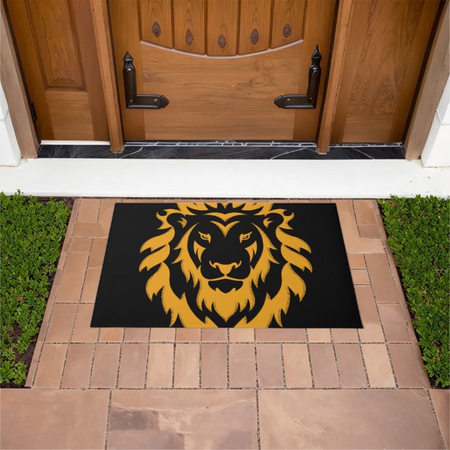 Gold Lion Big Graphic auf schwarz Fußmatte (Außenbereich)