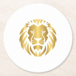 Gold Lion Head Elegantes Wildlife Design Runder Pappuntersetzer