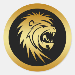 GOLD LION HEAD RUNDER AUFKLEBER